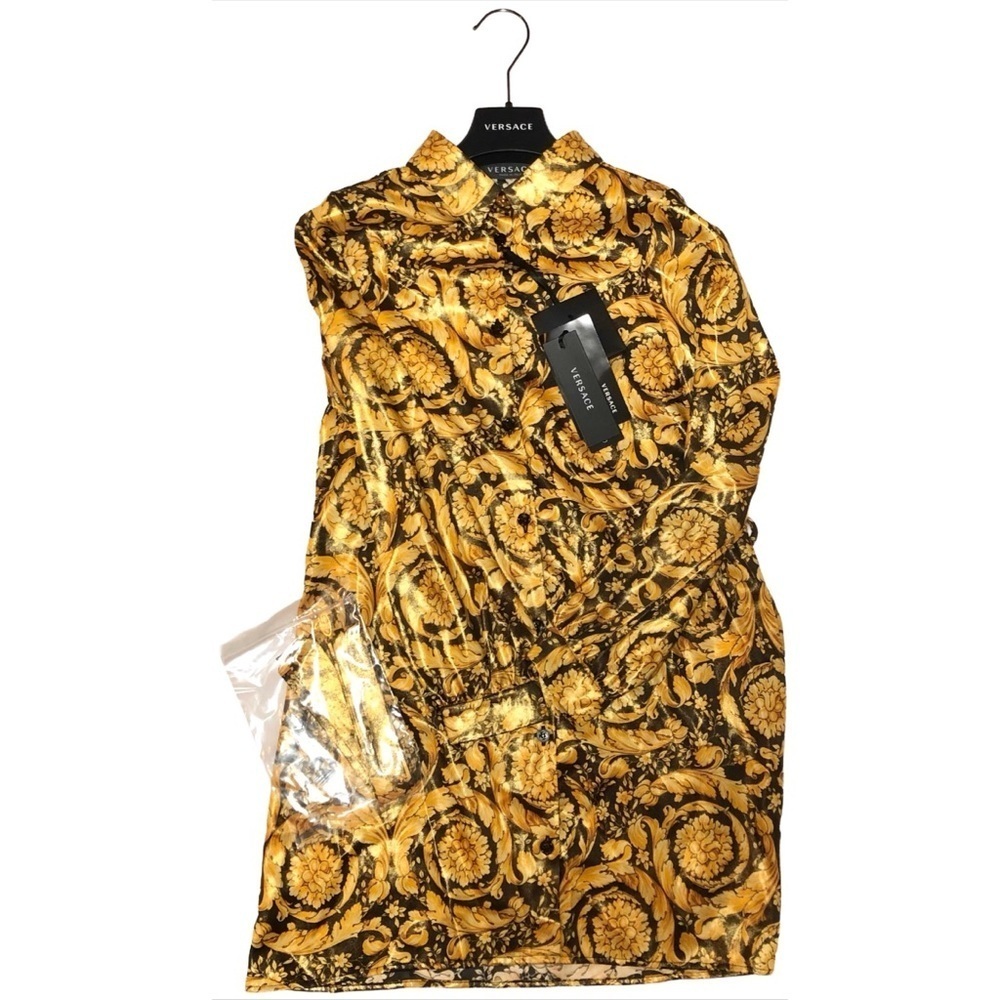 VERSACE Girls Black Gold Button Down Dress Waist Belt Sz 10A NWT 100% Authentic - Picture 3 of 9